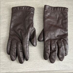 Elegant Cashmere Lined Brown Genuine Leather Gloves Sz 6.5 Small